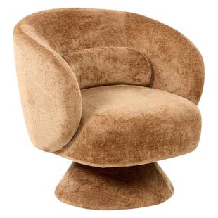 Beliani - LIEKSA - Draaifauteuil - Goudbruin - Chenille