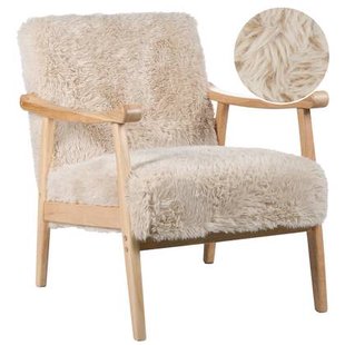 Beliani - LEKNES - Fauteuil - Lichtbeige - Kunstbont