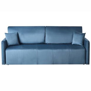 Beliani - EGGE - Driezitsbank - Blauw - Fluweel