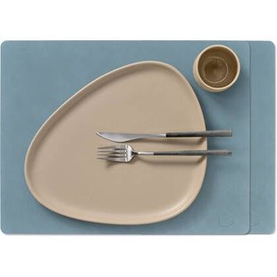 LIND DNA Placemats Nupo - Leer - Lichtblauw 45 x 35 cm - 2 Stuks