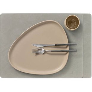 LIND DNA Placemats Nupo - Leer - Lichtgrijs 45 x 35 cm - 2 Stuks