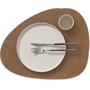 LIND DNA Placemats Nupo - Leer - Brown - Curved - 44 x 37 cm - 2 Stuks