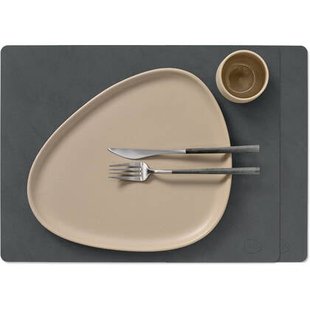 LIND DNA Placemats Nupo - Leer - Anthracite - 45 x 35 cm - 2 Stuks