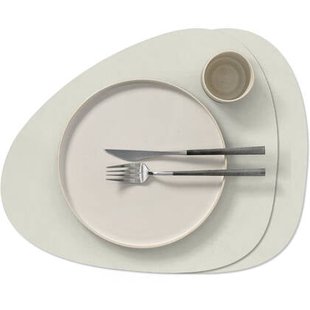LIND DNA Placemats Nupo - Leer - Linen - Curved - 44 x 37 cm - 2 Stuks