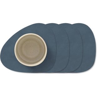 LIND DNA Onderzetters Nupo - Leer - Dark Blue - 13 x 11 cm - 4 Stuks