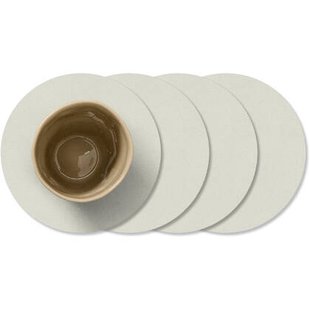 LIND DNA Onderzetters Nupo - Leer - Linen - ø 10 cm - 4 Stuks