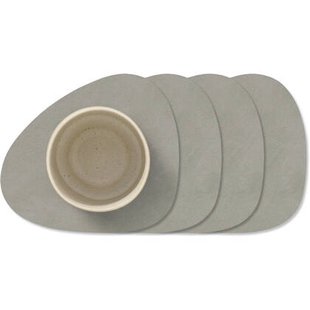 LIND DNA Onderzetters Nupo - Leer - Light Grey - 13 x 11 cm - 4 Stuks