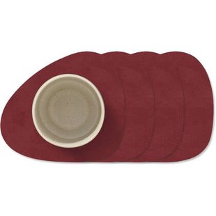 LIND DNA Onderzetters Nupo - Leer - Red - 13 x 11 cm - 4 Stuks