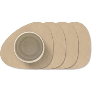 LIND DNA Onderzetters Nupo - Leer - Sand - 13 x 11 cm - 4 Stuks