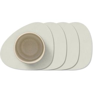 LIND DNA Onderzetters Nupo - Leer - Linen - 13 x 11 cm - 4 Stuks