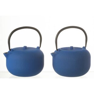 J-Line theepot - metaal - donkerblauw - 2 stuks