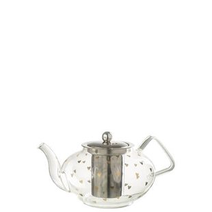 J-Line theepot Hart - glas - transparant|goud