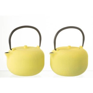 J-Line theepot - metaal - geel - 2 stuks
