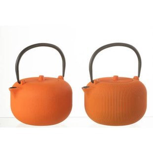 J-Line theepot - metaal - oranje - 2 stuks