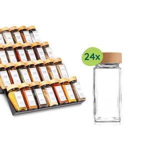 XIVADA Kruidenrek lade met potjes - 24 Kruidenpotjes - 240 stickers