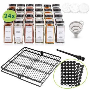 XIVADA Kruidenrek met 24 potjes - Organizer lade liggend - Met labels