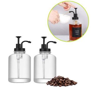 XIVADA Koffiesiroop dispenser - 500 ML - Glas - Zwart - Set van 2