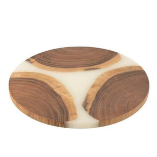 J-Line snijplank Rond - hout|epoxyhars - naturel|wit