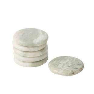 J-Line onderzetter Marmer - steen - wit|groen - set van 6