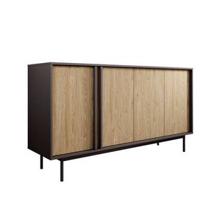Meubella - Antigo - Dressoir - Eiken|Antraciet - 163x43x87 cm