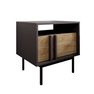 Meubella - Antigo - Nachtkastje - Eiken|Antraciet