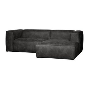 WOOOD Bean Chaise Longue Bank Rechts - Ecoleer - Zwart - 73x254x178