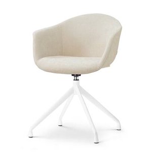 Nolon Nola-Otis Eetkamerstoel Cotton Beige - Draaibaar Wit Onderstel