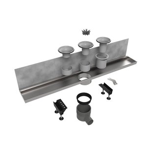 Easy Drain Multi Wall inbouwdeel RVS zonder rooster waterslot 30/35/50mm 100cm inbouw diepte 110mm met zijuitloop edmwi1000