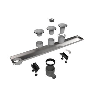 Easy Drain Multi inbouwdeel RVS zonder flens excentrisch waterslot 30/35/50mm 90cm inbouw diepte vanaf 79mm met zijuitloop edmios900