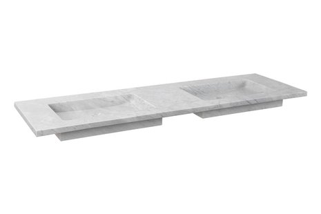 Wastafel Forzalaqua Nova Doppio Gepolijst 140.5x51.5x9.5 cm Carrara 2 Kraangaten