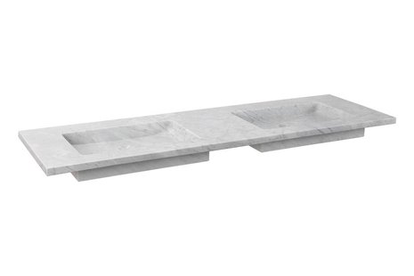 Wastafel Forzalaqua Nova Doppio Gepolijst 160.5x51.5x9.5 cm Carrara 2 Kraangaten