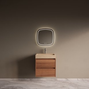 Badmeubelset Riga Travertin met Wastafel 60 cm Walnoot