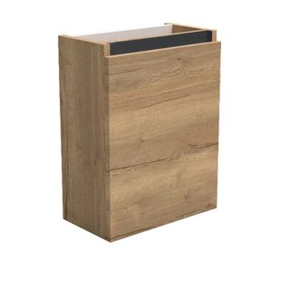 Fonteinkast Sanilux Trendline 52x40x22 cm Rechts Softclose Mat Zwart Natural Oak