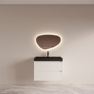 Badmeubelset BWS Riga met Lako Wastafel Zwart 80 Mat Wit