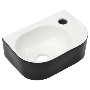 Waskom Differnz Lina fontein Keramiek 30x20x10 cm Zwart/ hoogglans wit