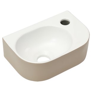 Waskom Differnz Lina fontein Keramiek 30x20x10 cm Beige/ hoogglans wit