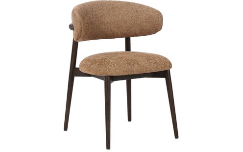 Goossens Stoel Diede met Massief Houten Frame geel stof leuning, stijlvol landelijk