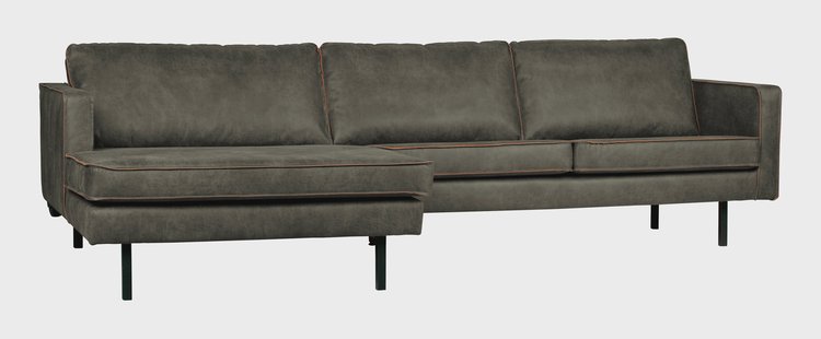 WOOOD Loungebank 'Rodeo' Links, Eco Leder, kleur Legergroen