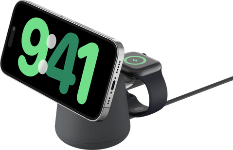 Belkin MagSafe en Qi2 2-in-1 Draadloze Oplader 15W met Standaard Zwart