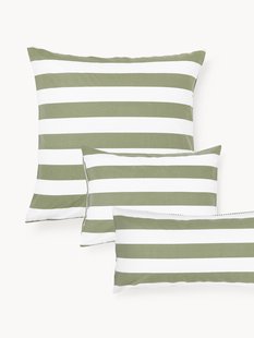 Gestreepte katoenen omkeerbare kussenhoes Lorena