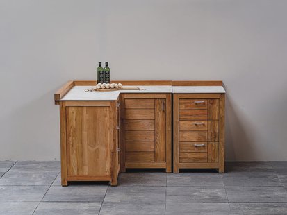 Passion Grills | Buitenkeuken Module Milano | Opstelling 07 | Albastro Cream