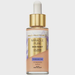 Max Factor Miracle Pure 2in1 Skin Reset Serum Foundation 30-40 Fair to Light