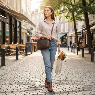 Berba Leren crossbody-tas Barbarossa 825-123-23 Military