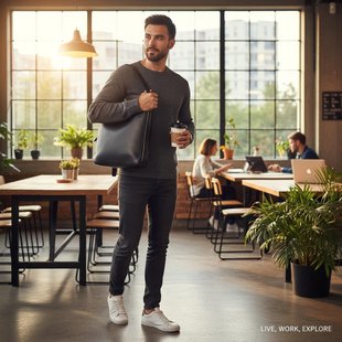 Fmme Laptoptas  Dames Zwart Leer