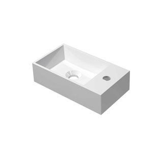 INK Contra Fontein - 40x22x12cm - wasbak links - 1 kraangat - polystone wit glans 62556