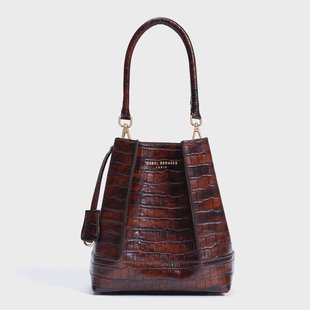 Isabel Bernard Femme Forte Minette croco bruin kalfsleder handtas voor dames