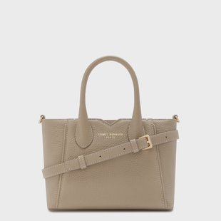 Isabel Bernard Honoré Cloe Mini taupe leren handtas van kalfsleer voor dames