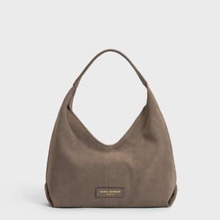 Isabel Bernard Honoré Grace mini taupe suède handtas voor dames