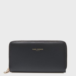 Isabel Bernard Honoré Léa zwarte leren ritsportemonnee van kalfsleer voor dames