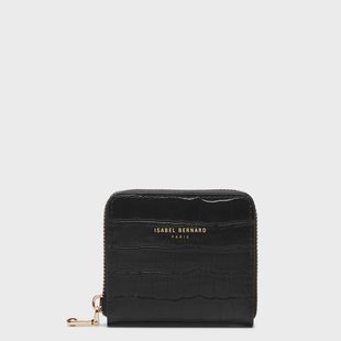 Isabel Bernard Honoré Jules croco zwarte leren ritsportemonnee van kalfsleer voor dames